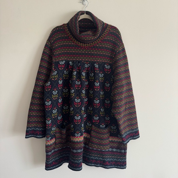April Cornell | Vintage Cottage-Core Fair Isle Heavy Knit Turtleneck Sweater 2X - Picture 3 of 8